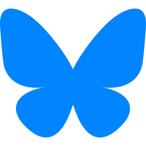 Blue butterfly silhouette icon representing transformation and elegance in a simple graphic design.